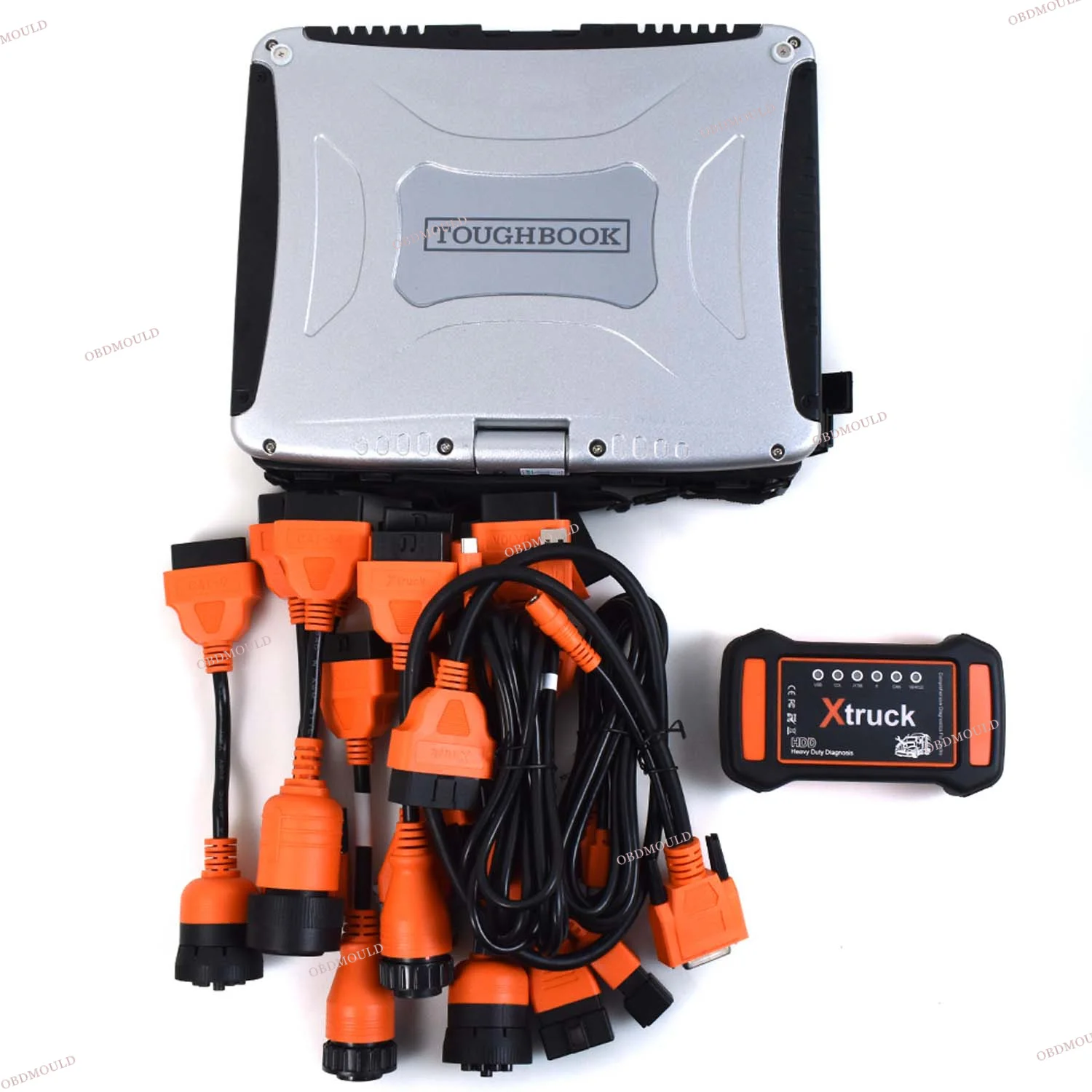 Full Set XTRUCK Y009 HDD Multi-brands OBD2 for Truck Diesel Construction Machinery Excavators Diagnostic Tool+FZG1 tabletl