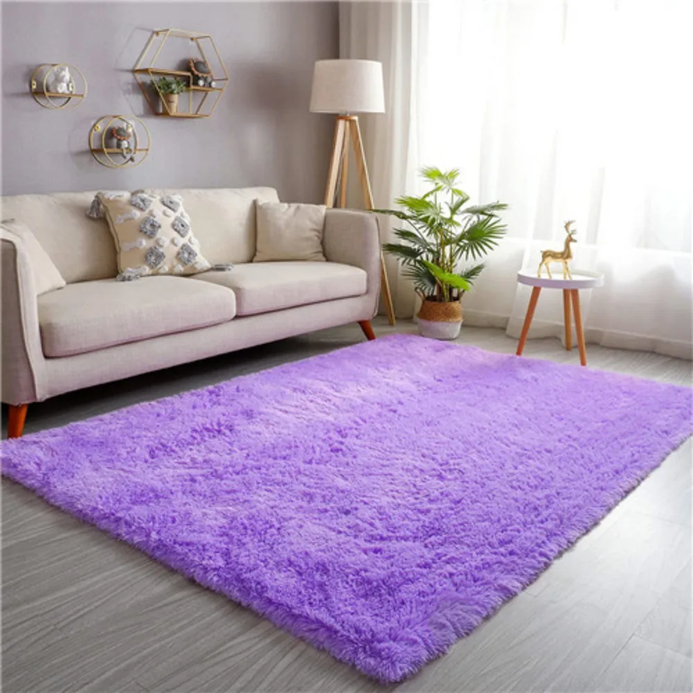 VIKAMA-alfombra de felpa suave y acogedora de color malva para sala de estar, sofá, estilo Ins escandinavo, alfombra de felpa para dormitorio, decoración del hogar