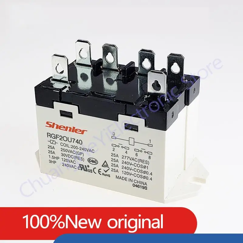 100%Original New Power relay RGF2OU740 RGF2OU900 220VAC 380-400VAC 25A 6PIN 6 feet 2 sets of normally Replaceable  JQX-76F-TU-2A