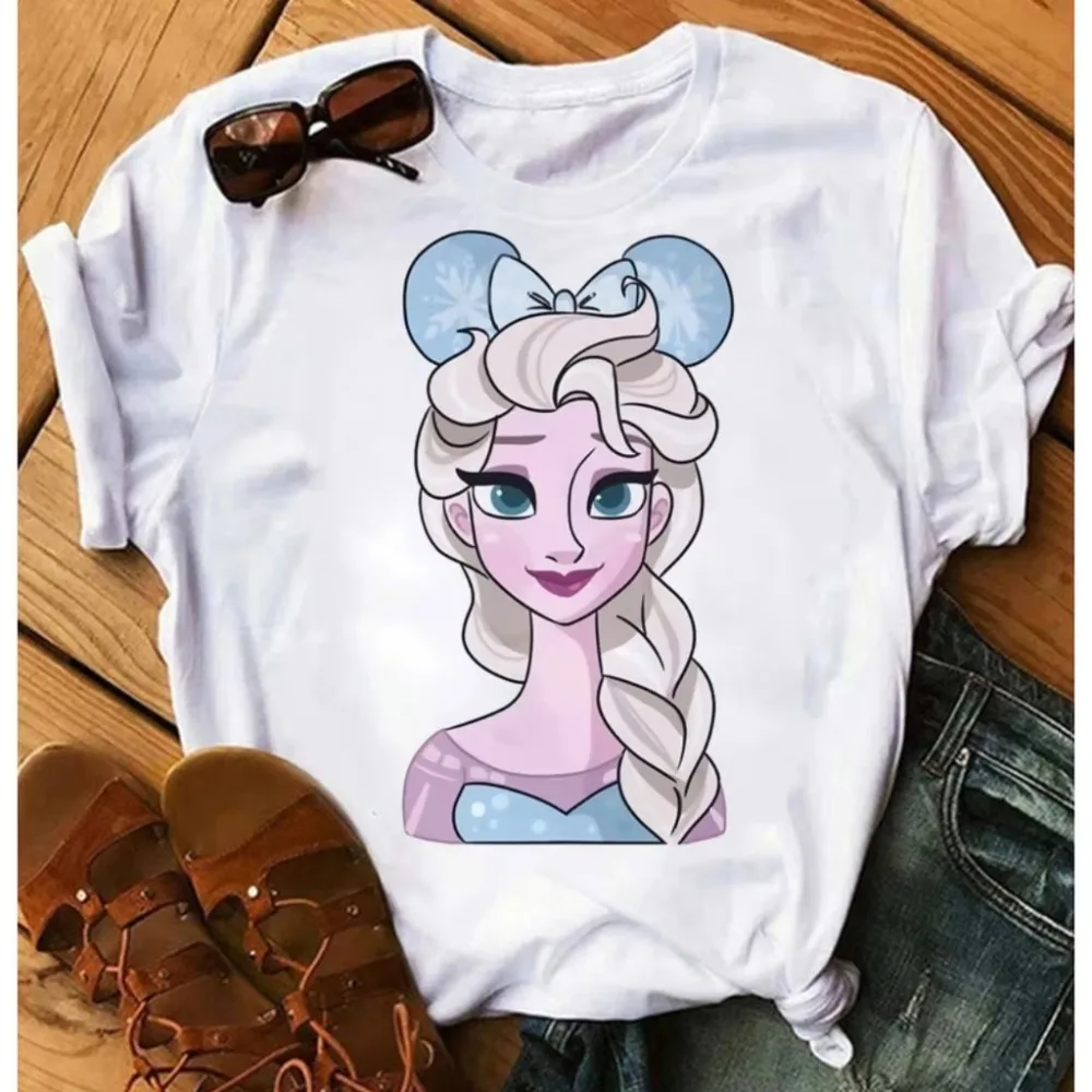 

Disney Frozen Anna Princess Summer T-Shirt Casual Loose Oversized Comfortable Short Sleeve Men and Women Cotton Breathable