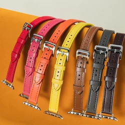Band for Apple Watch Ultra S10-46mm 42mm 49mm 45mm Double Tour leather Strap Iwatch Series 10 9 8 7 6 Se Correa 44mm 38mm 40mm