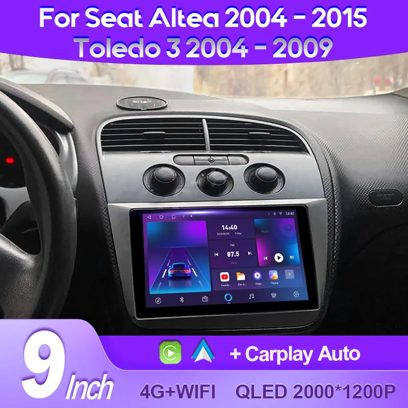 

QSZN For Seat Altea 5P 2004 - 2015 Toledo III 3 2004 - 2009 2K QLED Android 13 Car Radio Multimedia Video Player GPS 4G CarPlay