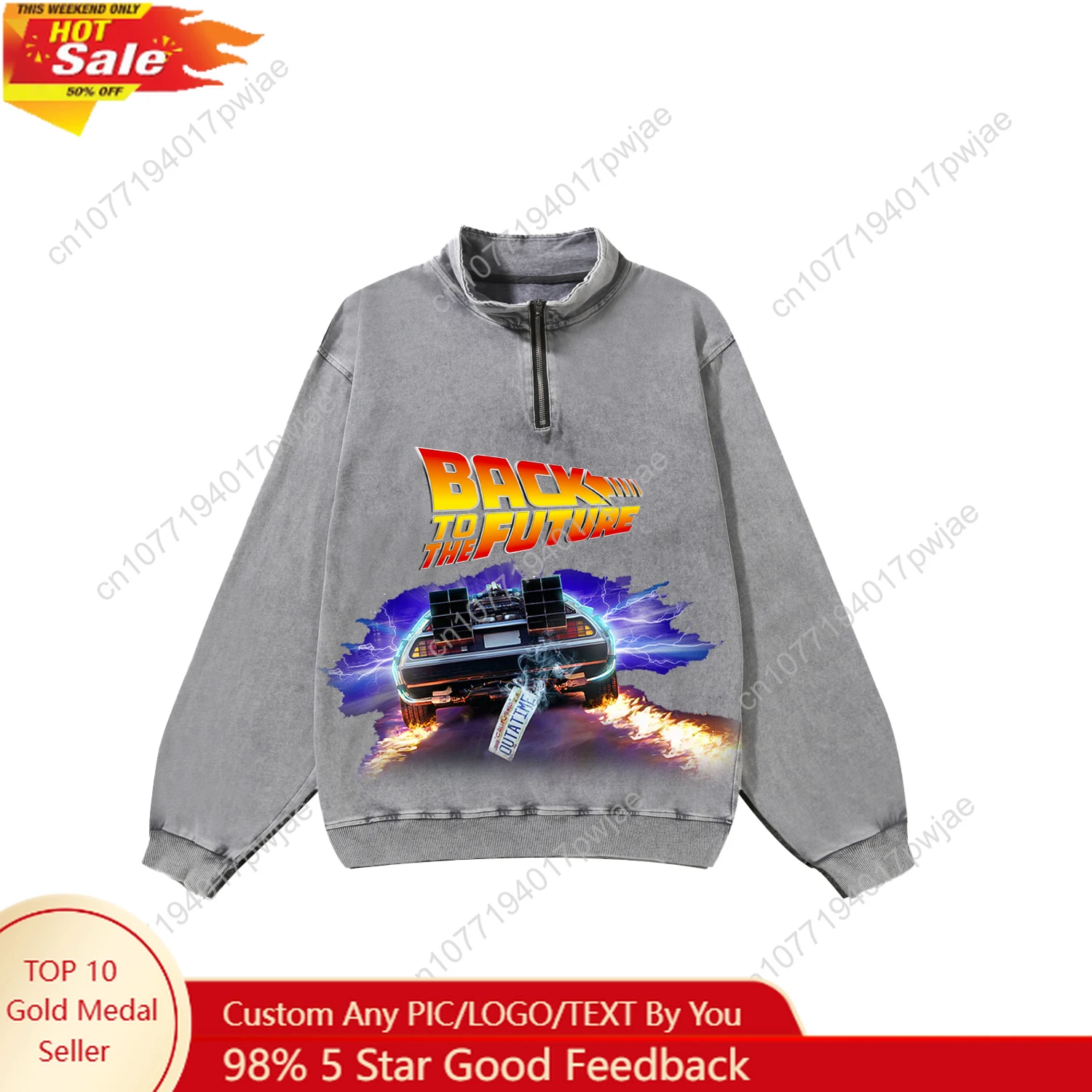 

Back to The Futures Custom Retro Sweatshirt Mans Womans Half Zipper Vintage Sweat Shirt Photo Custom Made Tops