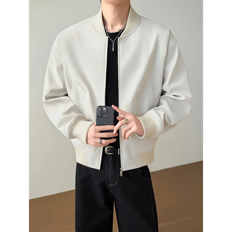 

Bomber Jackets Men Clothing 2026 Spring Fashion Stand Collar Long Sleeve Men's Casual Jacket Plain Color All Match Coats Man 3XL