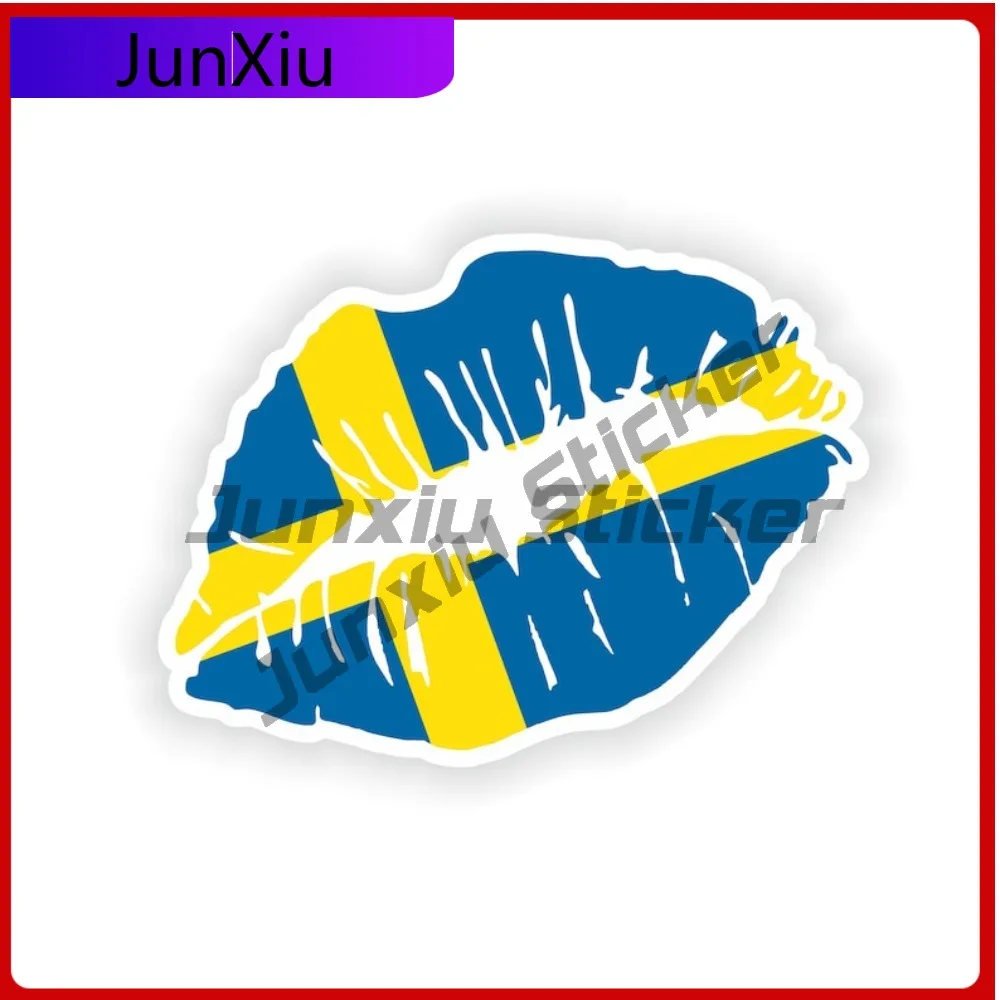 

Sweden Flag Lips Shape With National Emblem Vinyl Decals Adventure Motorcycle Stickers Accessories For Women Sticker Camping Car
