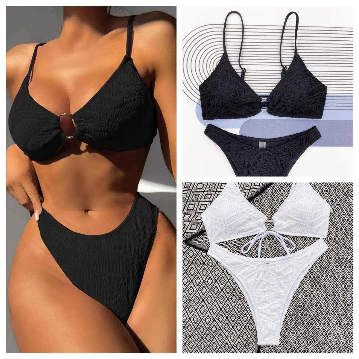 

Europe and the United States new Pattern Special Beach Bikini Solid Color Small Circle Triangle Package Swimsuit Mujer Biquini