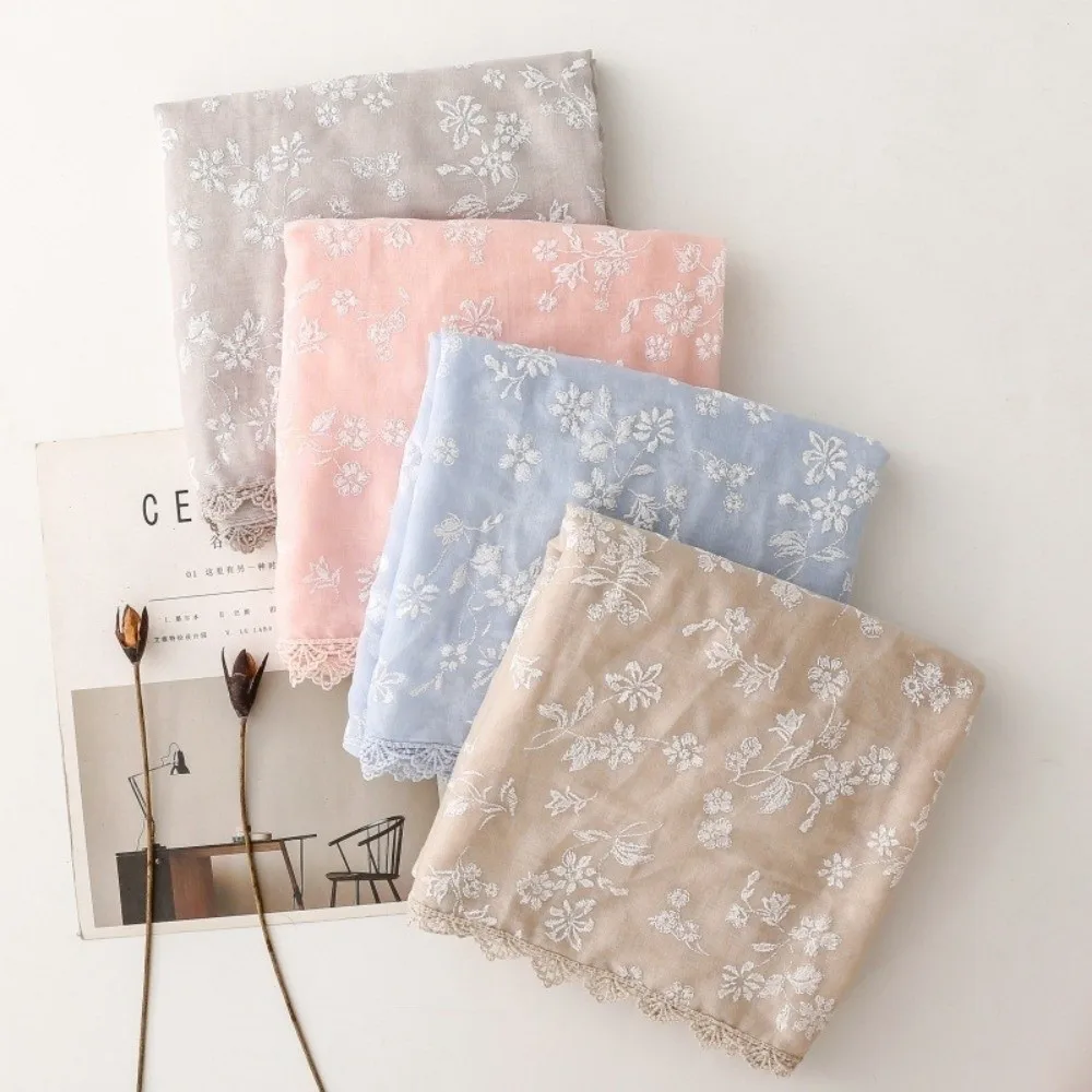 

Универсальный элегантный вышитый шарф, тонкий, 180*90 см, с цветочным узором, однотонный, мягкий, солнцезащитный, для женщин