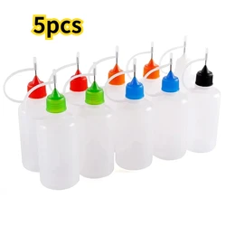 Garrafas Espremíveis de Plástico Vazio com Tampas De Agulha, Conta-gotas Líquido, Recipientes Recarregáveis De Gota De Amostra, Anel De Silicone, 5Pcs, 5ml- 120ml