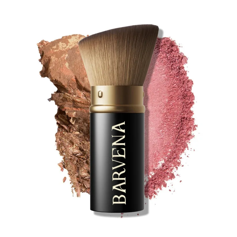 New Retractable Black Kabuki Makeup Brush for Liquid, Cream and Powder Face Makeup Featuring Aluminium Handle Beauty Tool