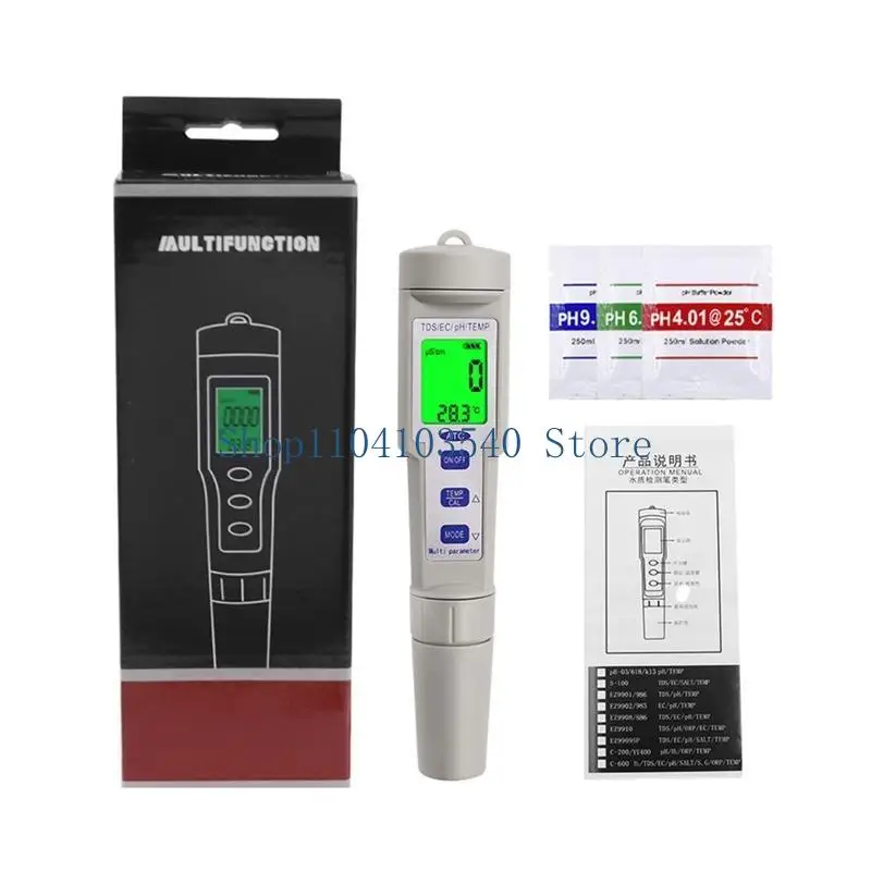 02DC 4 in 1 EC Temp Tester Pocket Size Water Quality Tester for Drinking Water