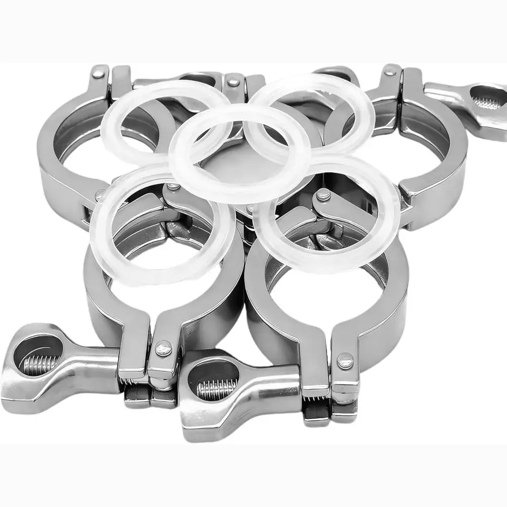 New SS304 Stainless Steel Tri Clamp Fitting Heavy Duty Wing Nut Tri Clamp With Silicone Gaskets TC Fitting
