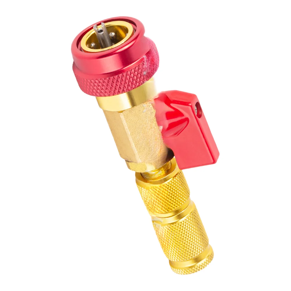 Red Car AC Repair Tool Quick Replacement Wrench Brass Construction 45Bar Pressure Rating Dual Pressure Compatible
