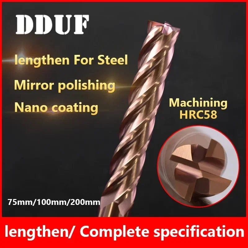 

DDUF 4 Flutes 1-20mm Carbide End Mills Alloy Tungsten Steel Milling Cutter Cutting Tool CNC Maching Coating Flat End Mill