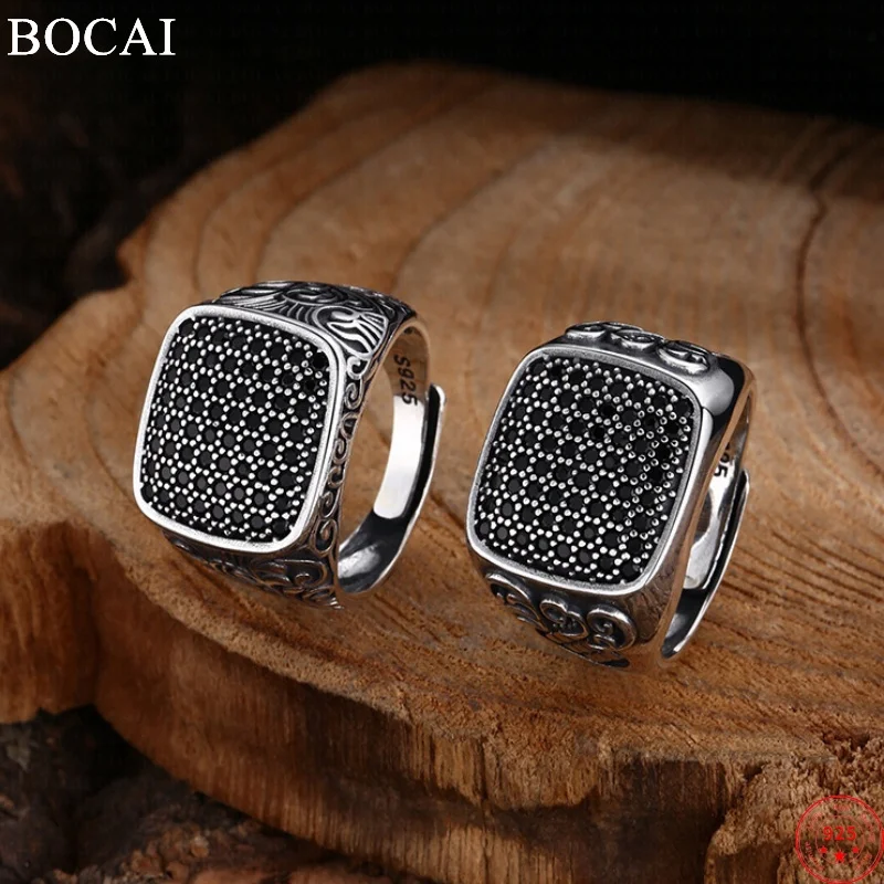 BOCAI S925 Sterling Silver Charms Rings for Men Women Eternal Rattan Pattern Micro Zircon New Fashion Jewelry Free Shipping