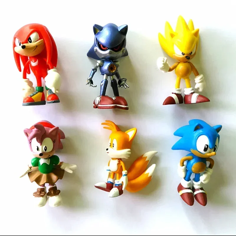 Set de 6 Mini Figuras de PVC de Sonic, Personajes de Sonic, Muñecos de Shadow y Tails, Juguetes de Animales para Niños, Regalo de Cumpleaños, 6-7cm