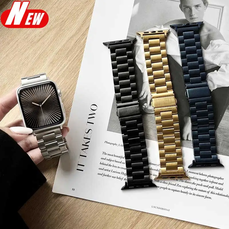 

Stainless Steel Strap for Apple Watch band 45mm 44mm Ultra 2 49mm 42mm-40mm-41mm-46mm Metal watchband series 10 9 8 7 6 5 4 3 se