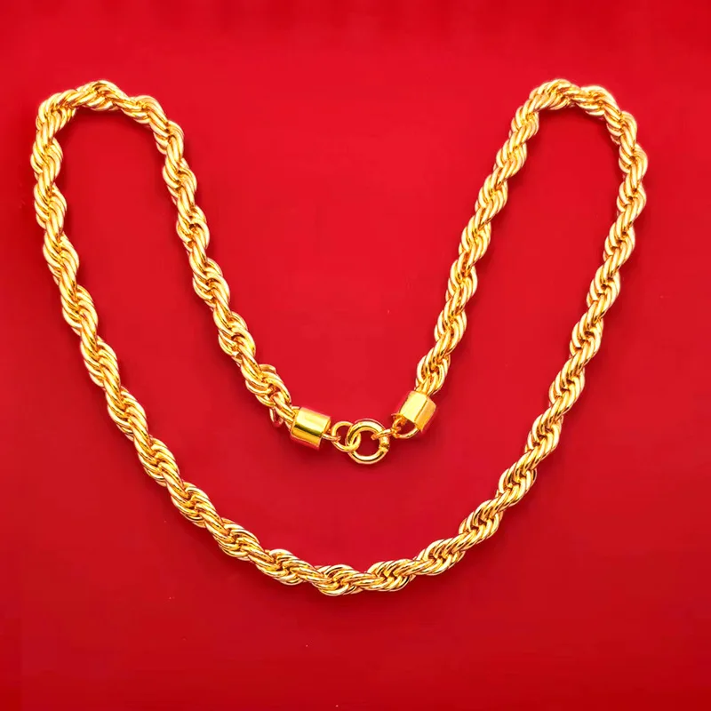 Cutout twist keel necklace men's fashion trend collar bone chain jewelry 9999gold