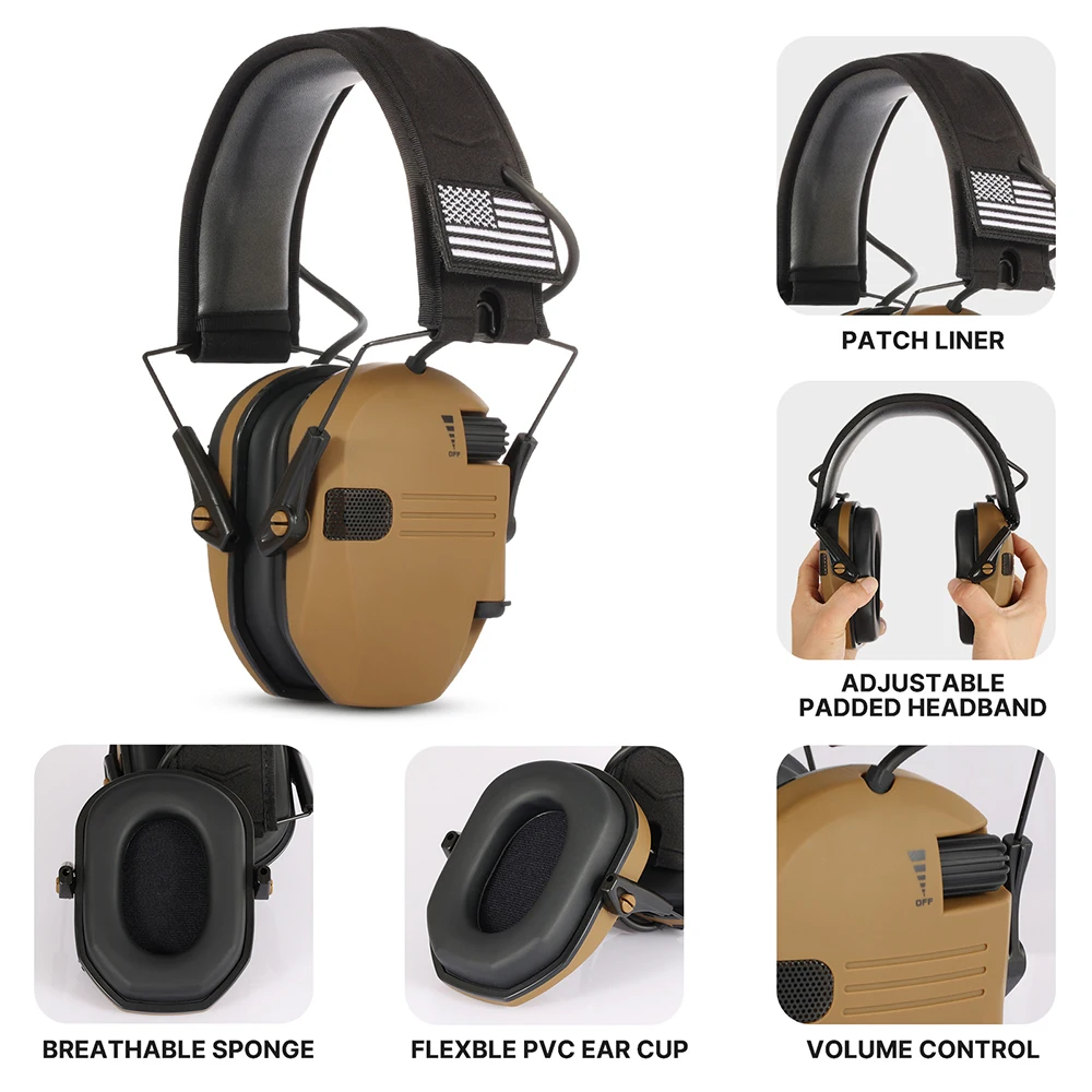 Electronic Shooting Earmuffs Pickup and Noise Reduction Impact Hearing Protection Headset Tactical Hunting Sightlines Ear Pad