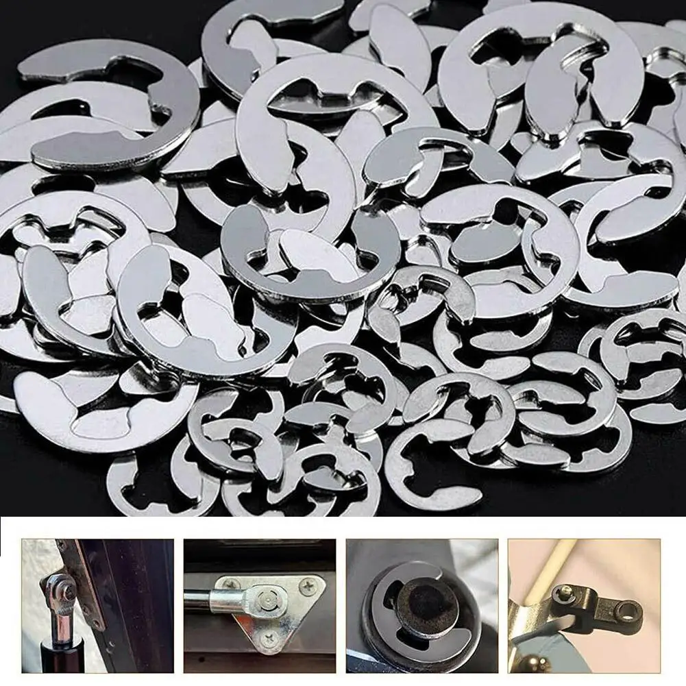 120pcs E-clips Snap Retaining Circlip Kit Stainless Steel Carbon Steel E Type Clips