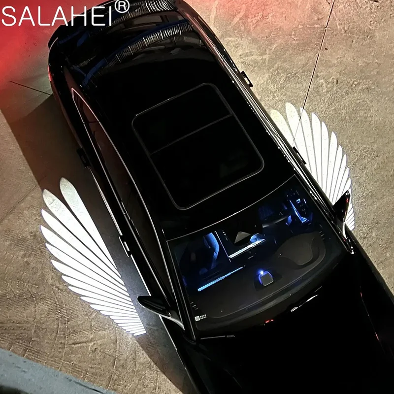 Car Angel Wing specchietto retrovisore luce auto decorazione esterna accessori divertente LED benvenuto porta tappeto lampada di proiezione