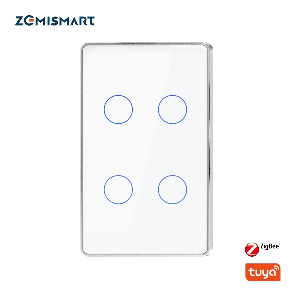 

Zemismart Tuya Zigbee Interruptor Neutral 1 2 3 4 Gangs Wall Light Touch Switch Support Homekit Siri Alexa Google Home Control