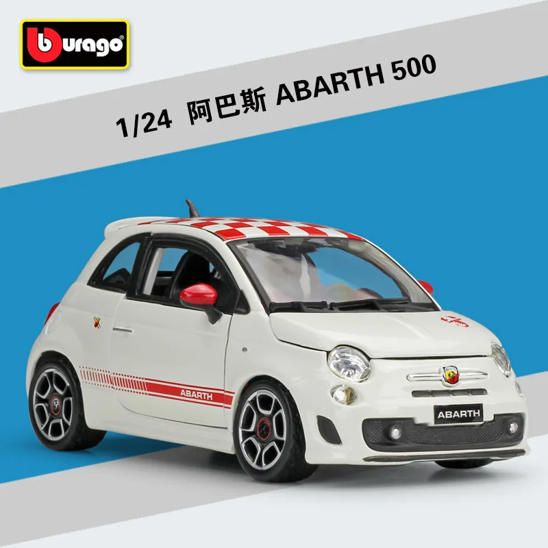 1:24 Bburago 2007 Fiat 500 ABARTH Alloy Model Car Static Metal Model Vehicles B87