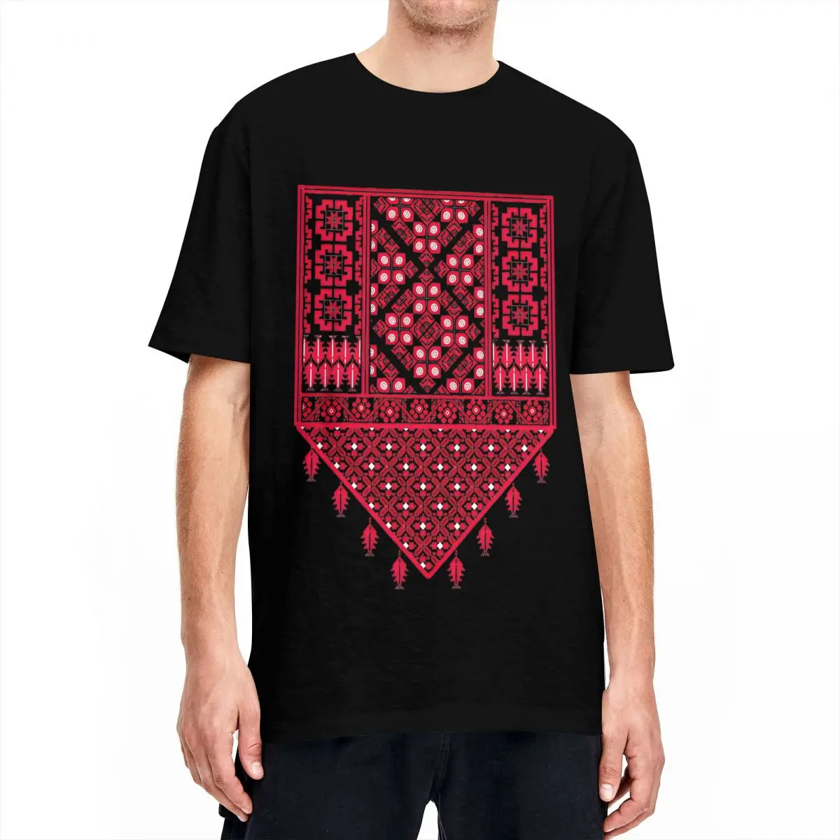 Palestine Embroidery Art T-Shirt Design Arabic Hip Hop T-Shirts Short-Sleeve Y2K Funny Tops Summer Cotton O Neck Oversize Tees