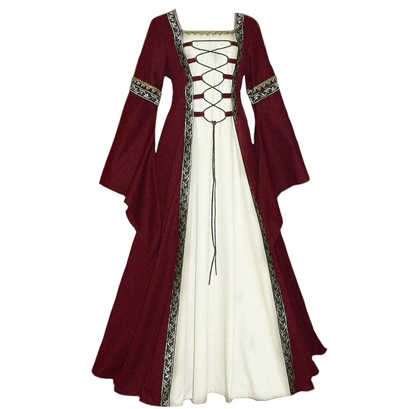 

Halloween Women Anime Medieval Court Fancy Vampire Cosplay Costume Carnival Vintage Strapless Long Sleeve Queen Elegant Dress