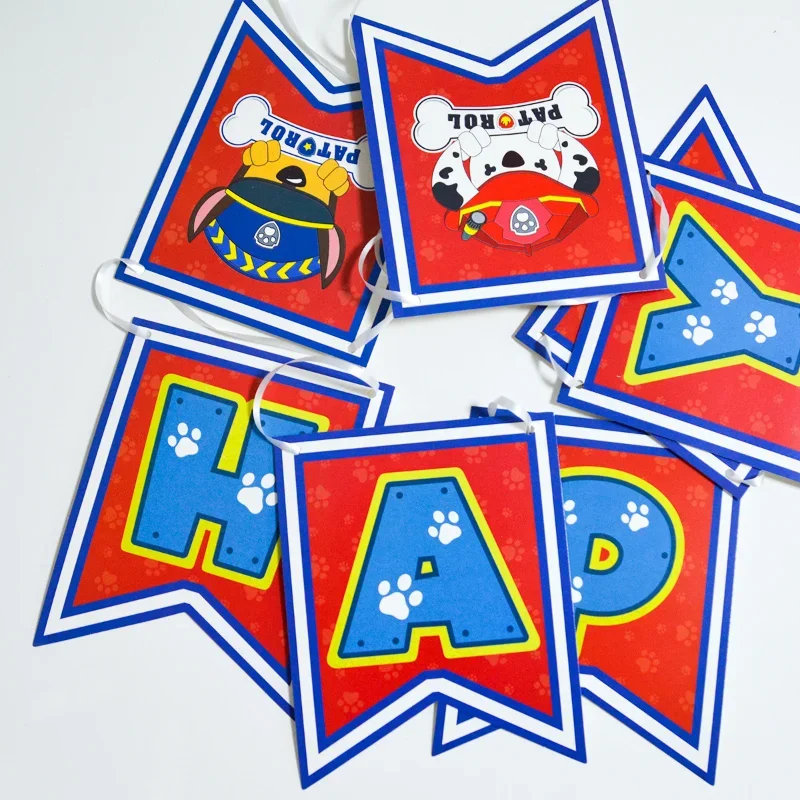 Paw Patrol Geburtstagsbanner, Pull-Flagge, Cartoon-Kindergeburtstag, Party-Dekoration, für Jungen und Mädchen, Babyparty, Partys, Hängedekoration, Zubehör