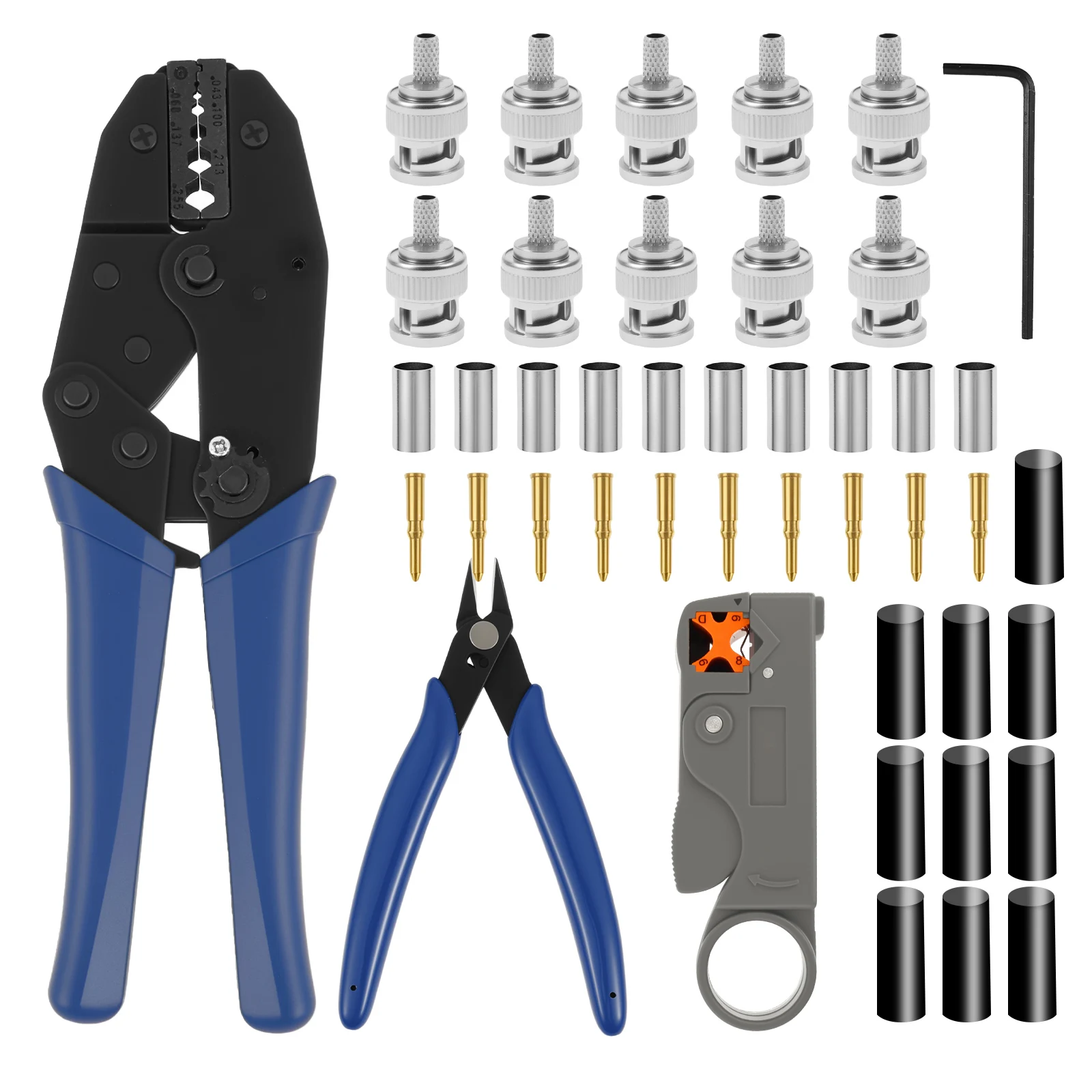 

BNC Crimp Tool Professional Coaxial Cable Tool Kit Wire Lug Tube Terminal Crimper Hex Crimp Tools Pliers for RG58 RG59 RG6