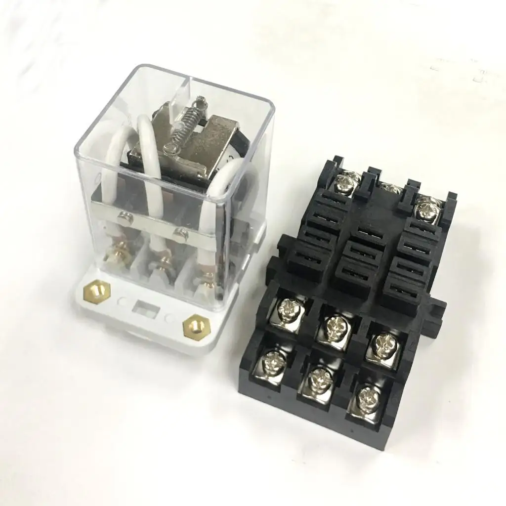 パワーリレーアクリルソケットベース-24vdc-220vac-コイルチャージリレー-40a-11ピン-産業機器保護用