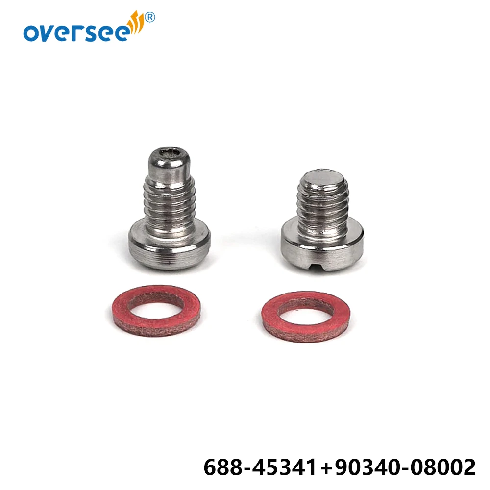 

688-45341-10 & 90340-08002 Drain Plug with Gasket 90430-08003 for Yamaha Parsun F130-300HP Outboard F25-04000031 F4-03000023