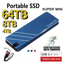 128TB Portable SSD Mini High Speed 16TB 4TB 2TB 1TB Hard Disks Type-C USB3.1 Mobile Solid State Drives Hard Drives for Laptops