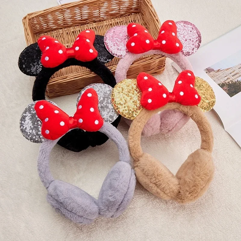 Disney Mickey Minnie Mouse Soft Ear Warmer Winter Warm Earmuff Girls Fashion Earflap Outdoor Cold Protection Ear-Muffs Ear Cover