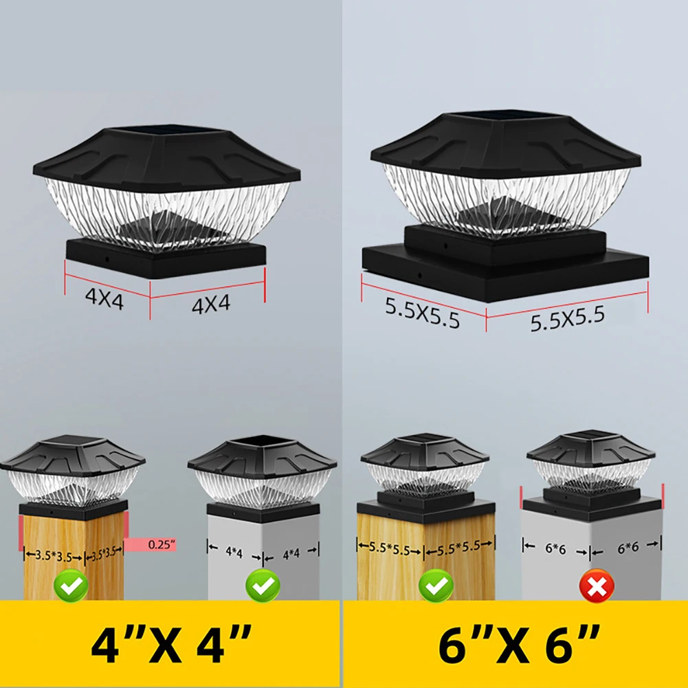 2 stücke LED Solar Post Lichter IP65 wasserdichte quadratische Säule Lampe solar betriebene Zaun Tor Straßen laterne für Garten Stigma Lampe