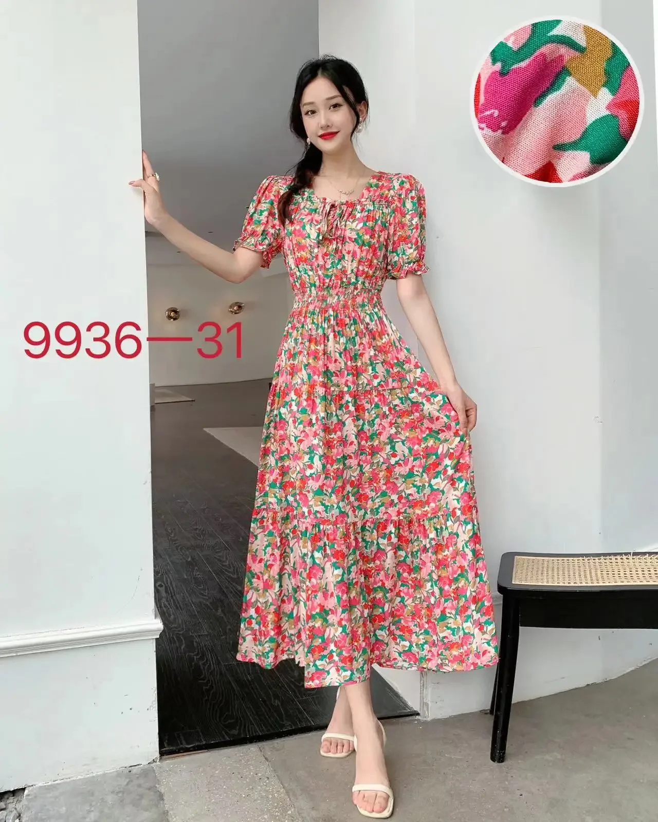 THHONE Women Dress Summer 2024 Maxi Long Print Indian Clothing Floral Cotton Linen Vintage Korean Style Fashion Robe Vestidos