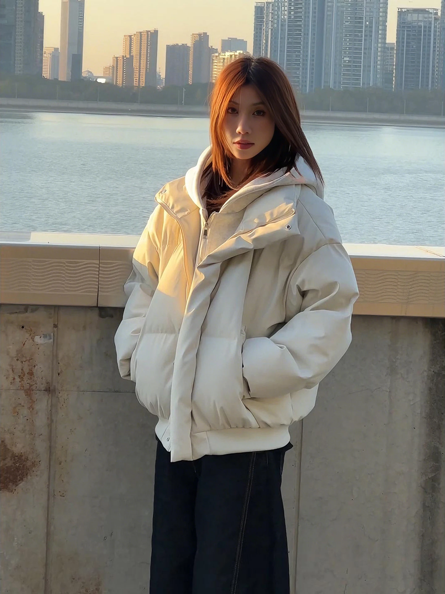 

American Sle Men's PU Leather Cotton Jaet Hooded Warmth Winter Faion ort Coat Youth ular Stand Fit Thiened Zi...