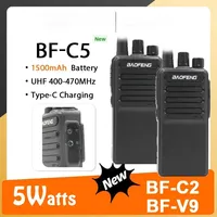 Baofeng 1/2/4Pcs BF-C5 Walkie Talkie BF-V9 CB Two Way Ham Radios BF-C2 USB Type-C Charger 5W 1500mAh UHF 400-470MHz Upgrade 888S