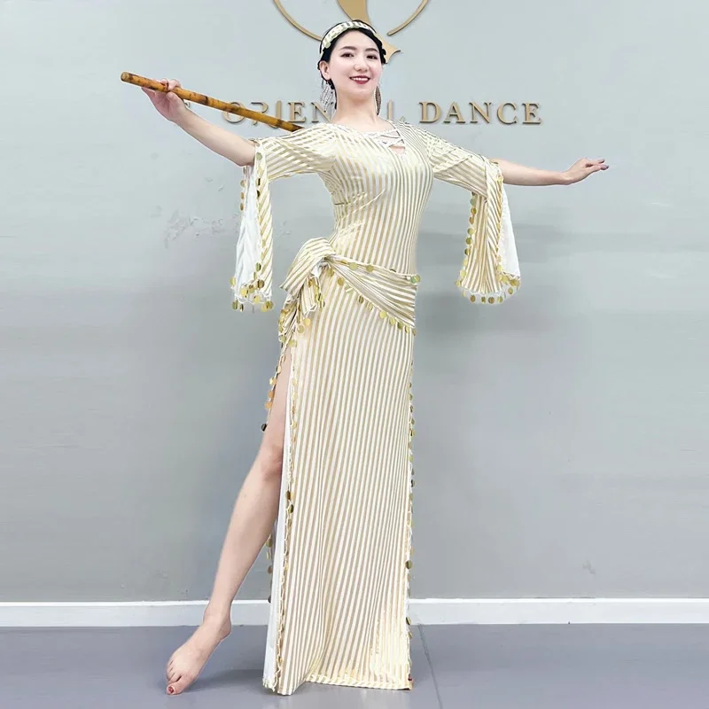 Trajes de dança do ventre robe leite seda ouro lantejoulas vestidos de dança baladi folk personalizado 2024 baladi shaabi roupas de dança oriental