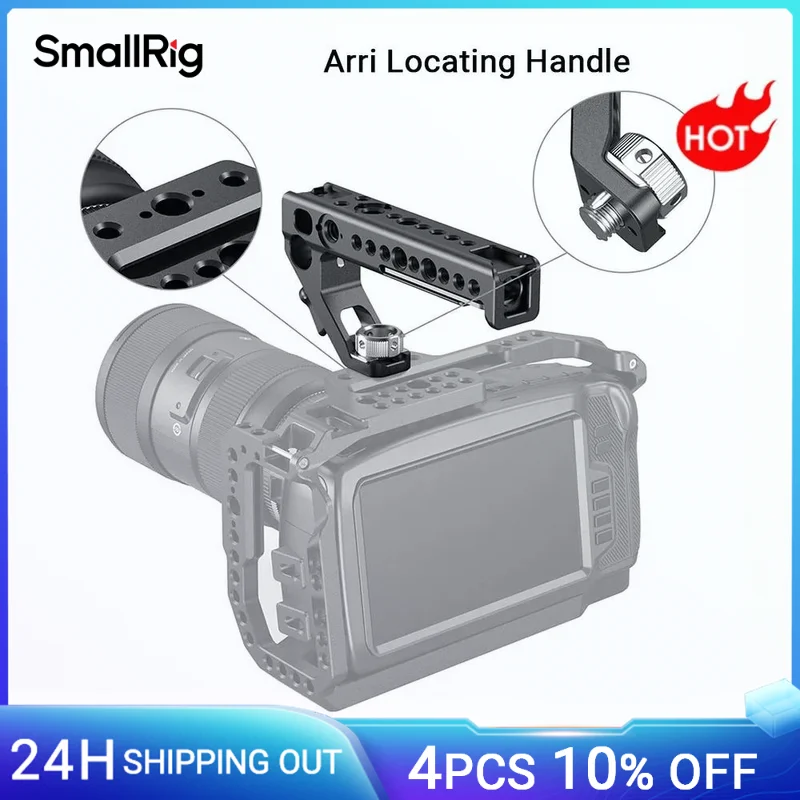 SmallRig Maniglia superiore ergonomica con fori di posizionamento per ARRI, adattatore per scarpe fredde progettato Anti-Off per gabbia DSLR-2165B