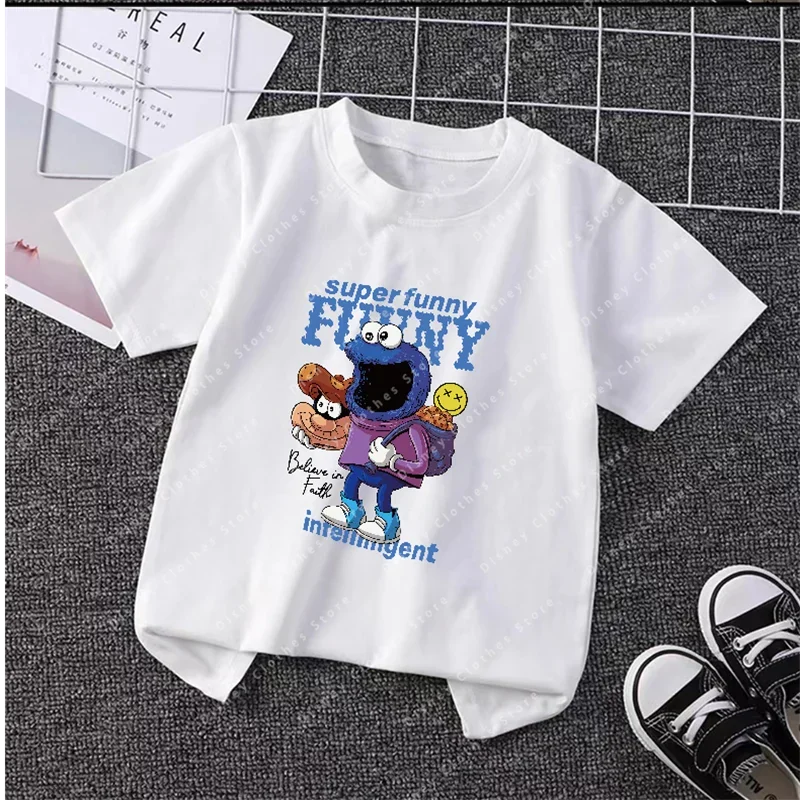 2024 ELMO Summer Kids T-shirt Boys Girls Short Sleeve T-shirt Anime printed cotton crewneck Casual interest cartoon top and pant