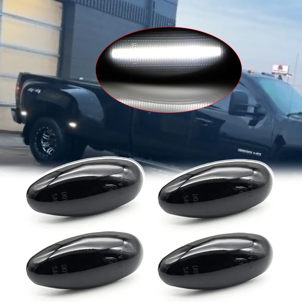 4x Rear Wheel Dually Bed Fender LED Side Marker Lights For GMC Sierra 2500HD 3500HD Chevrolet Silverado 2500HD 3500HD Assembly