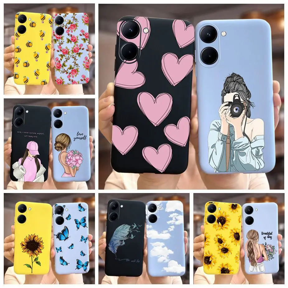 For Realme C33 4G Case Cute Sunflower Cartoon Girls Cover 6.5'' Soft Silicone Case For Oppo Realme C 33 RealmeC33 RMX3624 Fundas