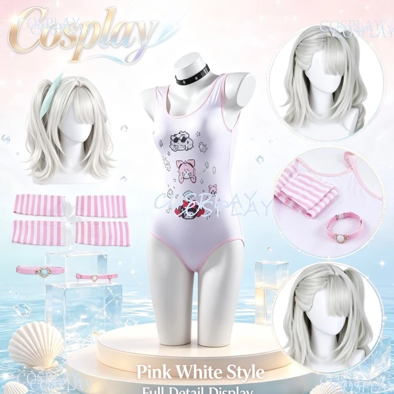 jeu-d'animation-zenless-zone-zero-tenue-de-bain-sunna-maillot-de-bain-kawaii-combinaison-mignonne-perruques-et-tour-de-cou-cosplay-pour-fete-d'halloween