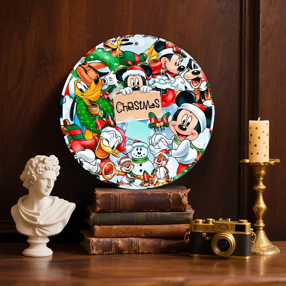 شخصيات الرسوم المتحركة للفيلم الكلاسيكي دونالد داك، لافتة ألومنيوم مستديرة رائعة، لوحة فنية جدارية من الألومنيوم المعدني المستدير، جدار #1