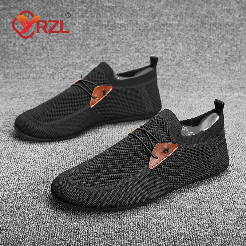 YRZL Mesh Loafers Men Driving Moccasins Thin Bottom Flats Walking Shoes Breathable Non Slip Casual Loafers Slip on Mens Shoes