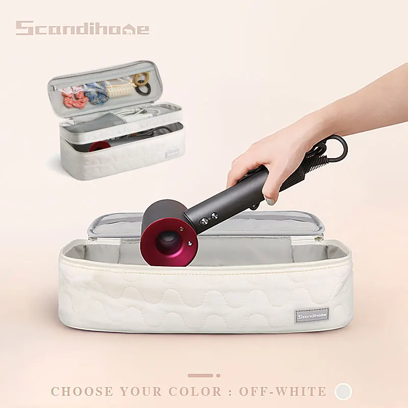 Hair Dryer Case Portable Hairdressing Tools Storage Bag, Double Layer Travel Curling iron clip Brush Organizer Box, Carrying Cas