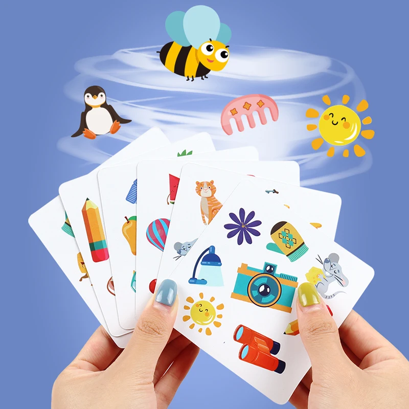 Montessori Toys Bump Card Game Playing Card Game Memory Training Matching Card Game Children Kids Animal Cognitive Education Toy