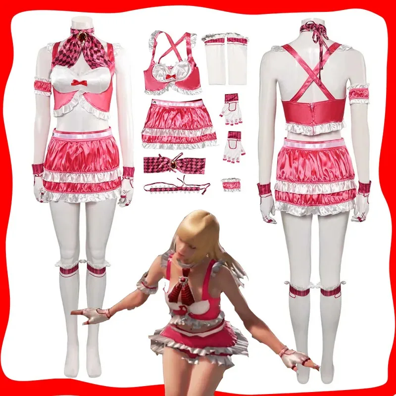 

Tekken Lili Косплэй для женщин и девочек фантазия розовая юбка костюм наряды игровое платье маскировка для взрослых женщин карнавальный костюм на Хэллоуин