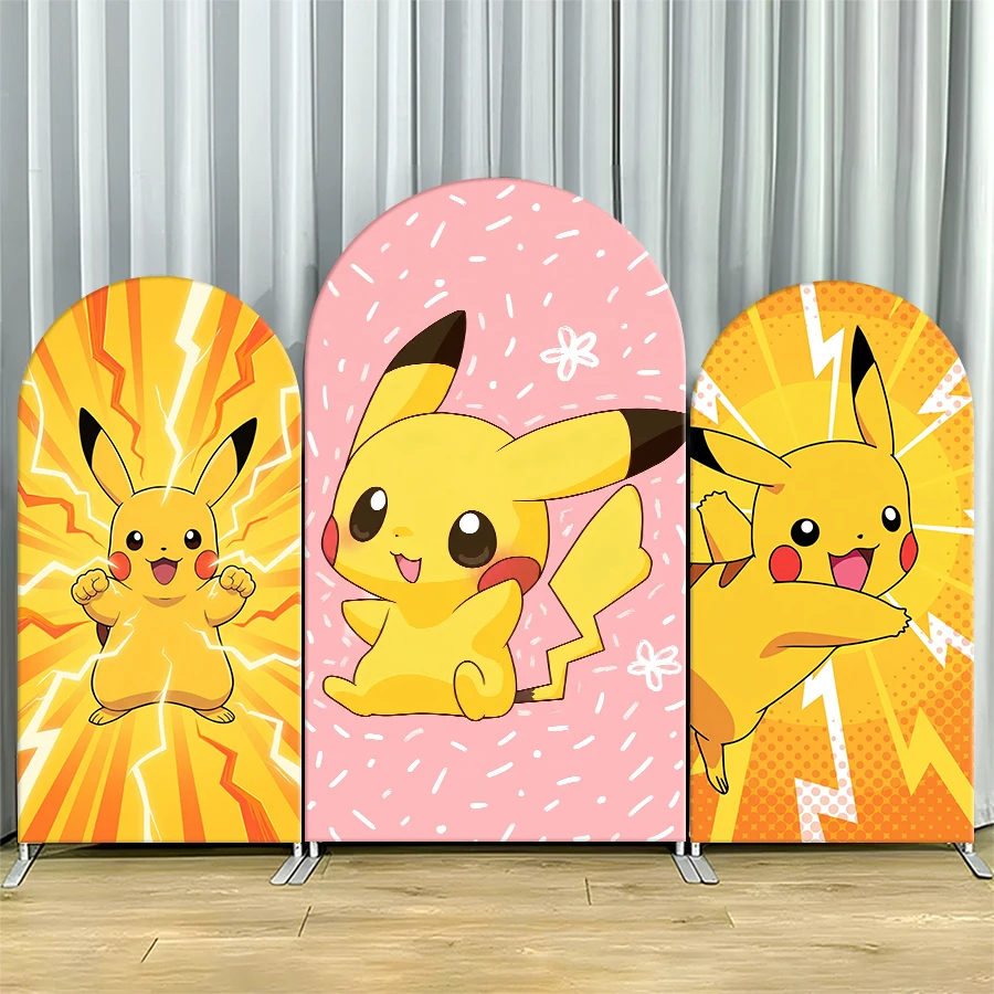 

Pokemon Anime Birthday Party Arch Backdrop Cover Pikachu Kids Birthday Baby Shower Decorations Game Theme Photo Booth Background